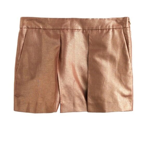 J Crew Rose Gold Metallic Linen Crossover Skort used great condition 💖💖✨ - Picture 2 of 7